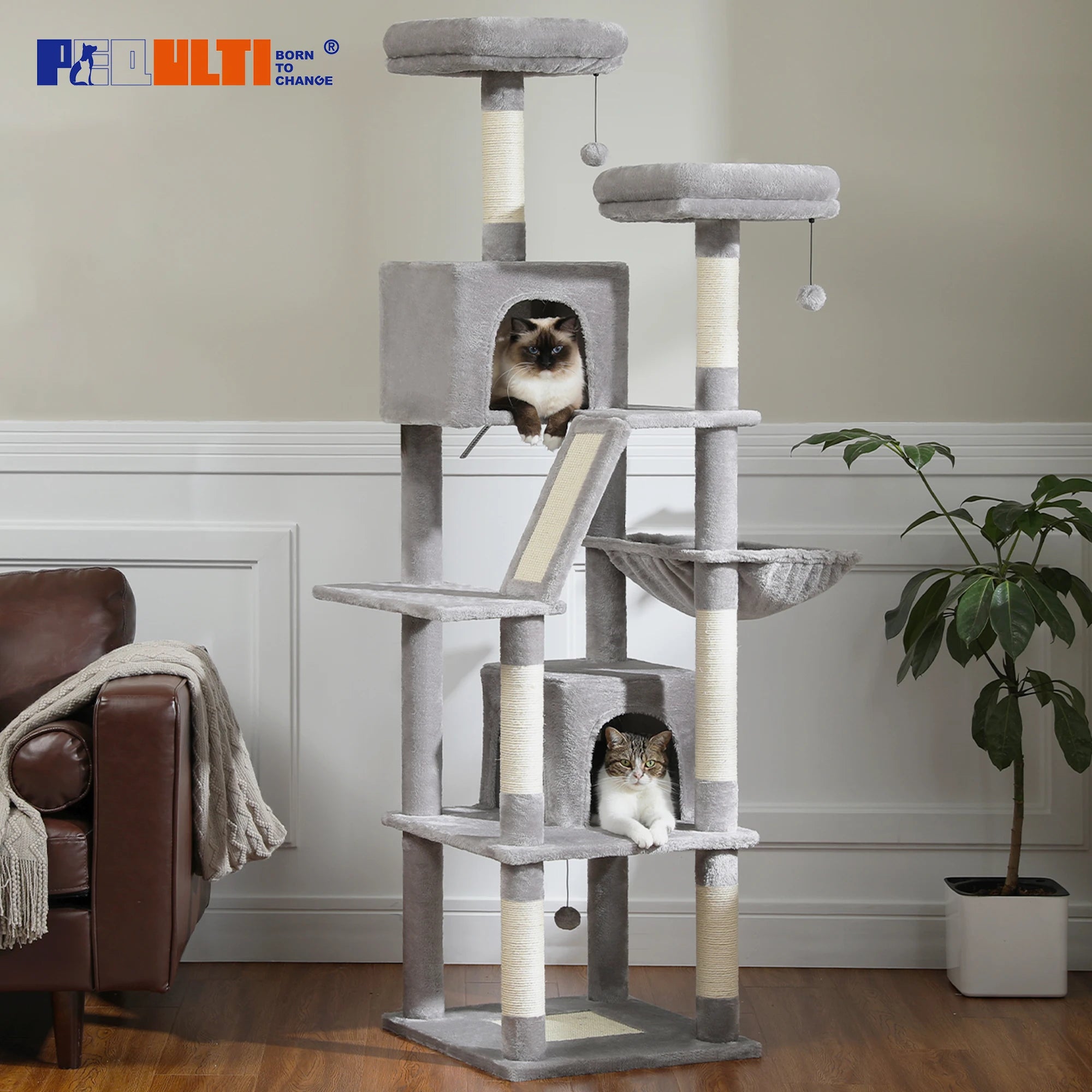Ultimate Indoor Cat Tower - Multi-Level Plush Condo with Scratching Posts and Caves - Kaiju Mafia