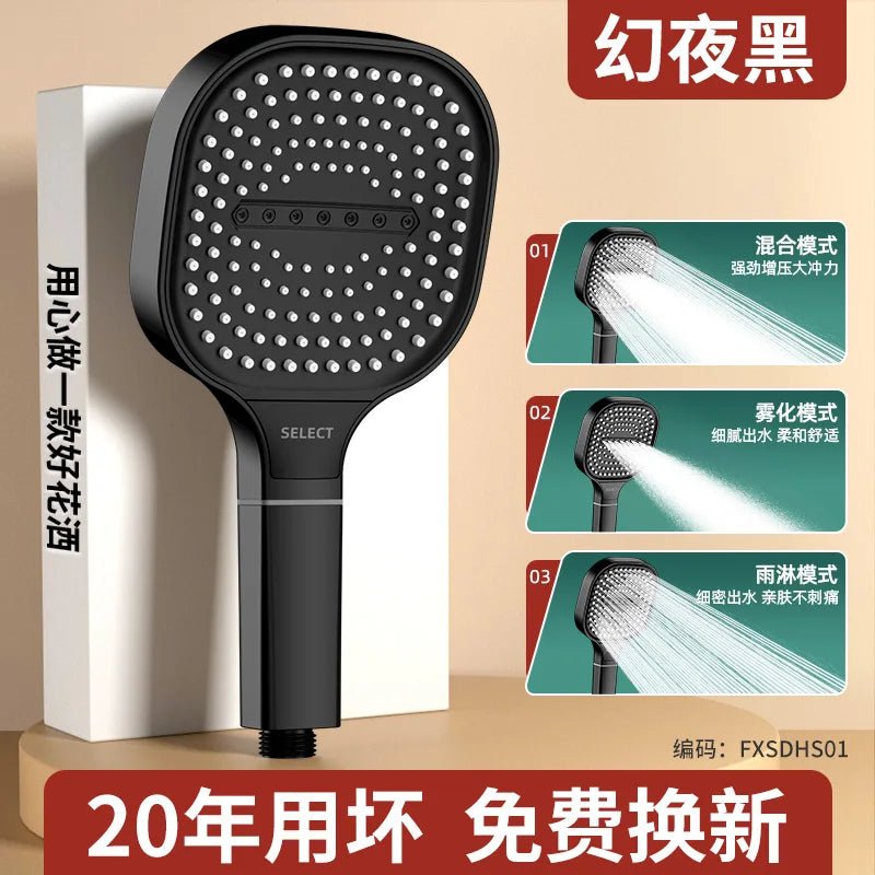 High Pressure Shower Head with Filter - 13CM Large Panel, 3 Modes - Kaiju Mafia