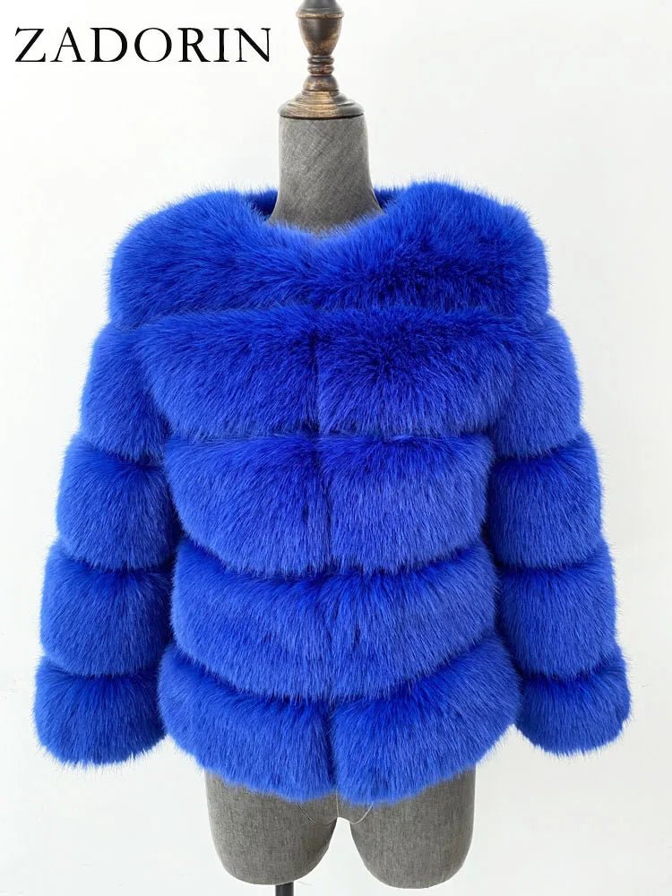 Elegant Black & White Fluffy Faux Fur Coat - Sizes S-6XL - Kaiju Mafia