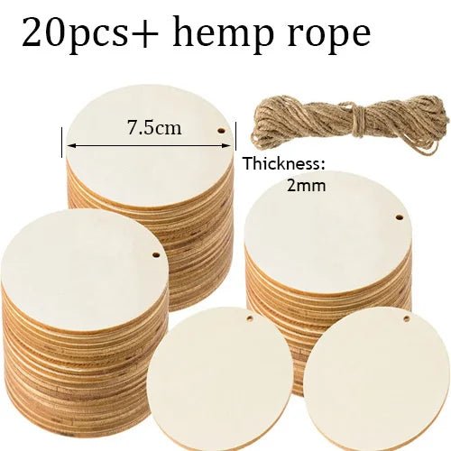 10/20PC Natural Wood Heart Slices Unfinished Predrilled Wooden Blank Heart Slices with Natural Twine for Christmas Wedding Decor - Kaiju Mafia