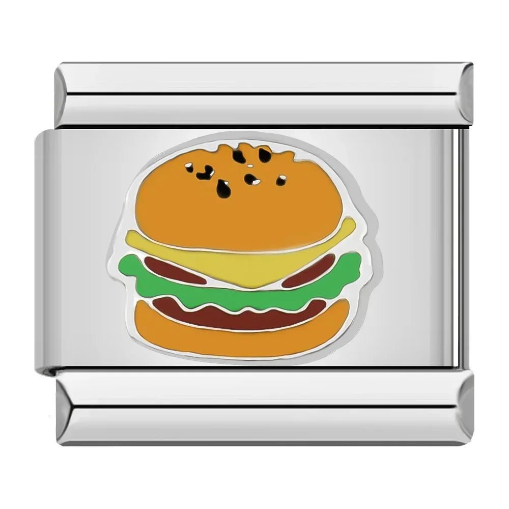 Hapiship 2022 New Fashion Food Hamburger Ice Cream Charm Italian Links Fit 9mm Bracelet Stainless Steel Jewelry DIY Making DJ585 - Kaiju Mafia