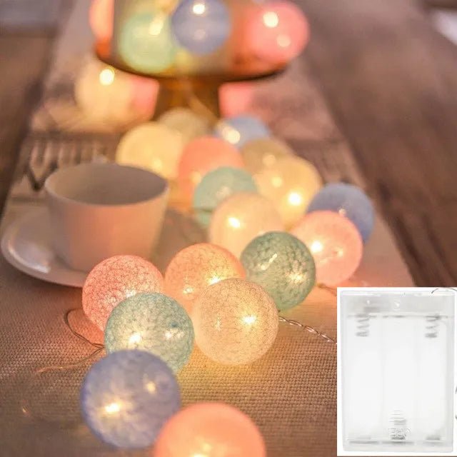 10/20/40 LED Cotton USB Balls String Christmas Fairy Lights Novelty Lamp Chain for Home Outdoor Garland Wedding Party Decoration - Kaiju Mafia