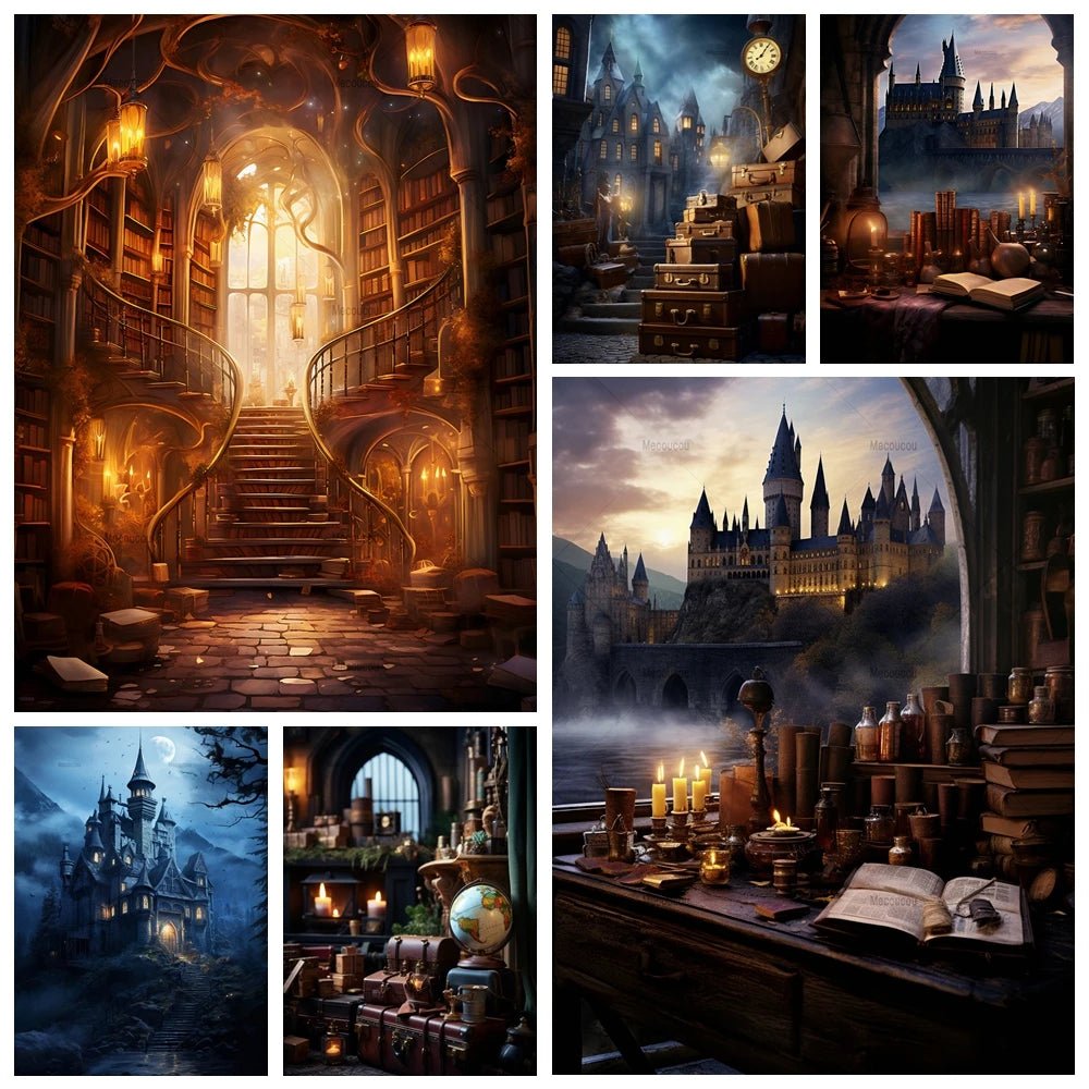 Magic Academy Vertical Section Backdrop Custom Hogwarts Theme Party Birthday Photography Poster Studio Decoration Background - Kaiju Mafia