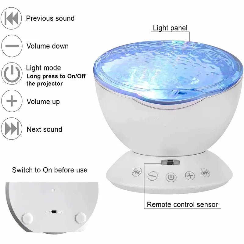 Ocean Wave Projector Music Night Light with Remote Control - Kaiju Mafia