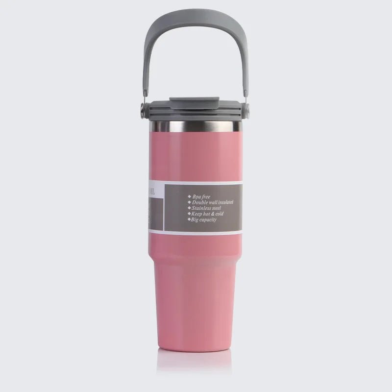 30oz Tumbler with Handle Lid Stainless Steel Insulated Vacuum Cup Leakproof Water Bottle Iced Car Coffee Mug for Travel Sport - Kaiju Mafia