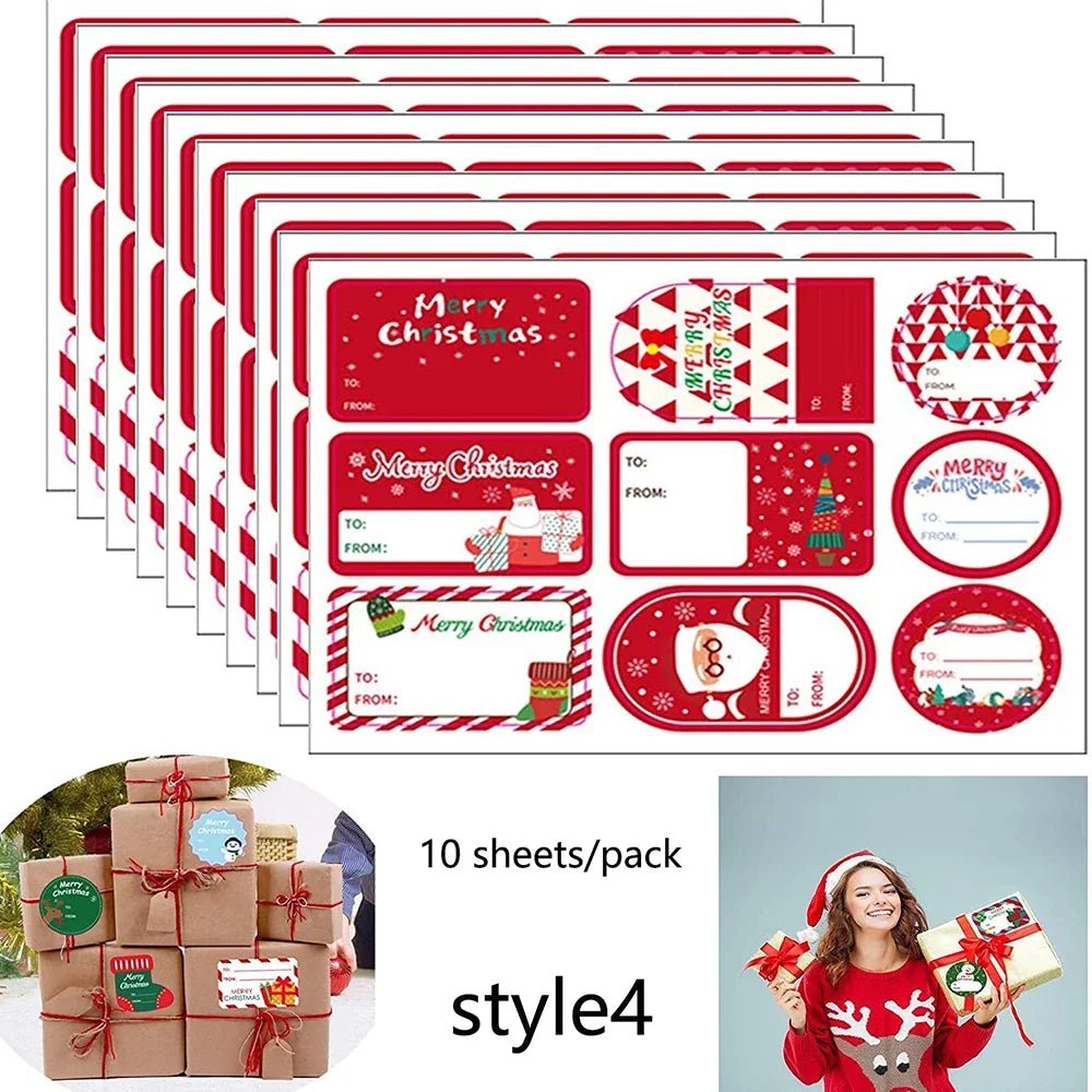 10 Sheets/Pack Merry Christmas Sticker DIY Festival Party Cards Gift Packaging Baking Decoration Label Stickers Stationery - Kaiju Mafia