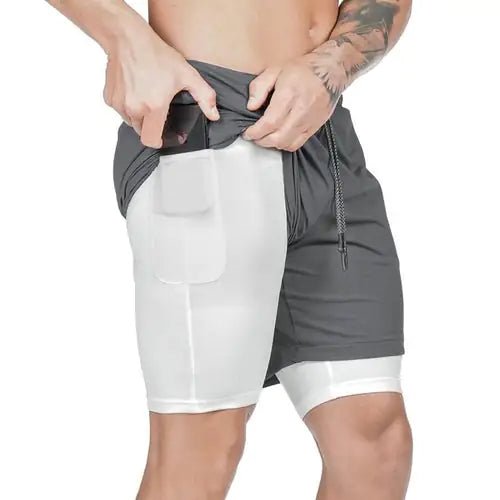 Men 2 in 1 Running Shorts Jogging Gym Fitness - Kaiju Mafia