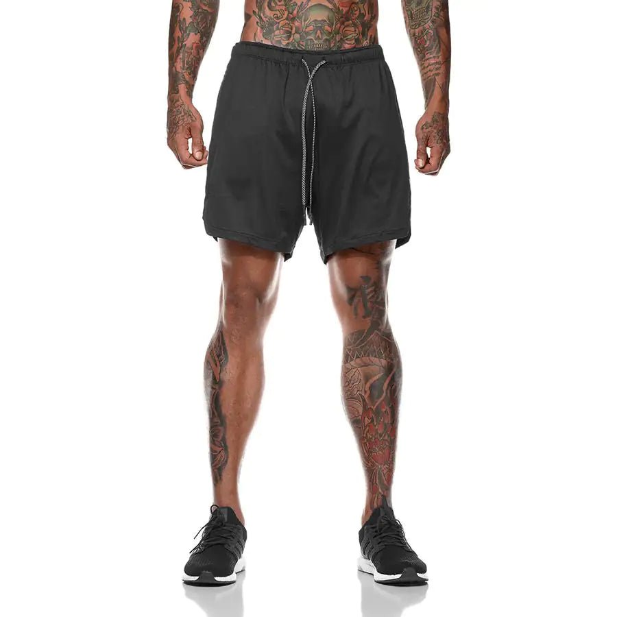 Men 2 in 1 Running Shorts Jogging Gym Fitness - Kaiju Mafia