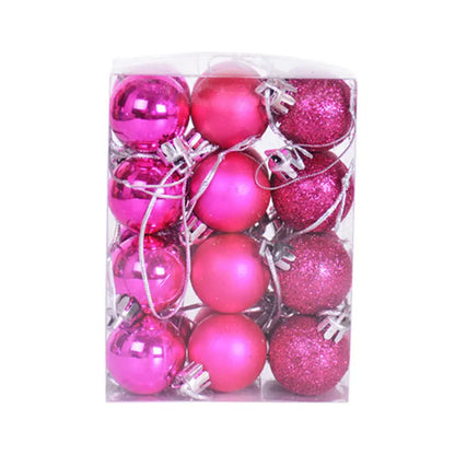 24pcs/Box 2cm Mini Christmas Ball Pendant Xmas Party Hanging Ball Ornament Shopping Mall Ceiling Christmas Tree Decorations