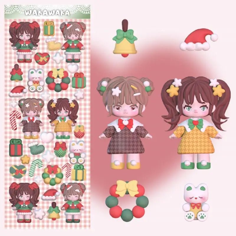SKYSONIC New Arrival Christmas Style Junk Journal Stickers Decor Scrapbooking Material DIY Agenda Cat Paw Sticker Stationery - Kaiju Mafia