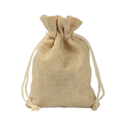 50/100Pcs Burlap Linen Drawstring Bag Jute Gift Bag Jewelry Packaging Organizer Storage Bag Party Favor Party Candy Bags - Kaiju Mafia