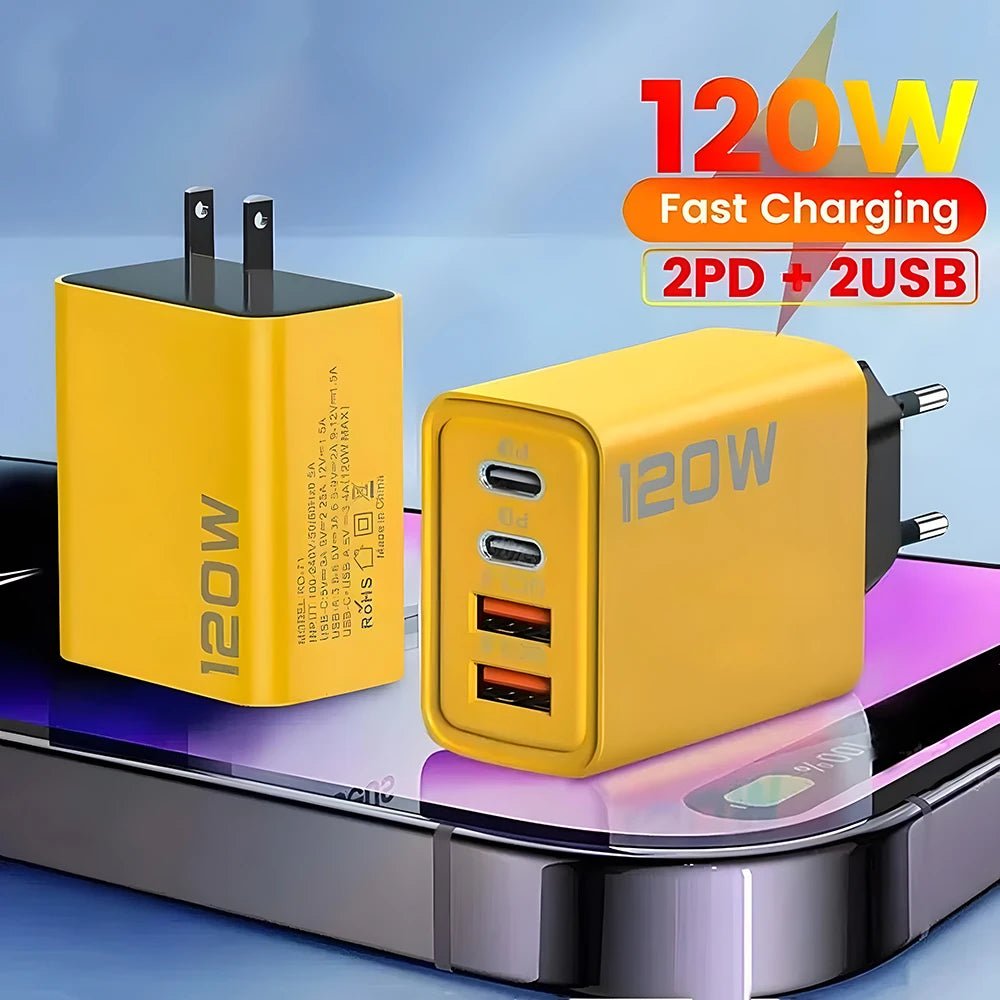 4 Port USB C PD Charger with Quick Charge 3.0 for Fast Charging iPhone, Samsung, Xiaomi, Huawei - Kaiju Mafia