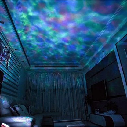 E2 Ocean Wave Projector NightLights LED Night Light Music Player Remote Control 7 Color Ceiling Mood Lamp with Bulit-in Speaker