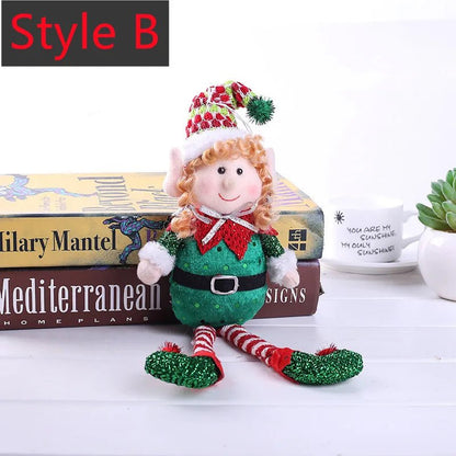 New 2/1Pc Red Green Christmas Decoration Plush Leg Elf Doll Ornaments Boys Girls Elves Toy Doll New Year Navidad Home Decoration - Kaiju Mafia
