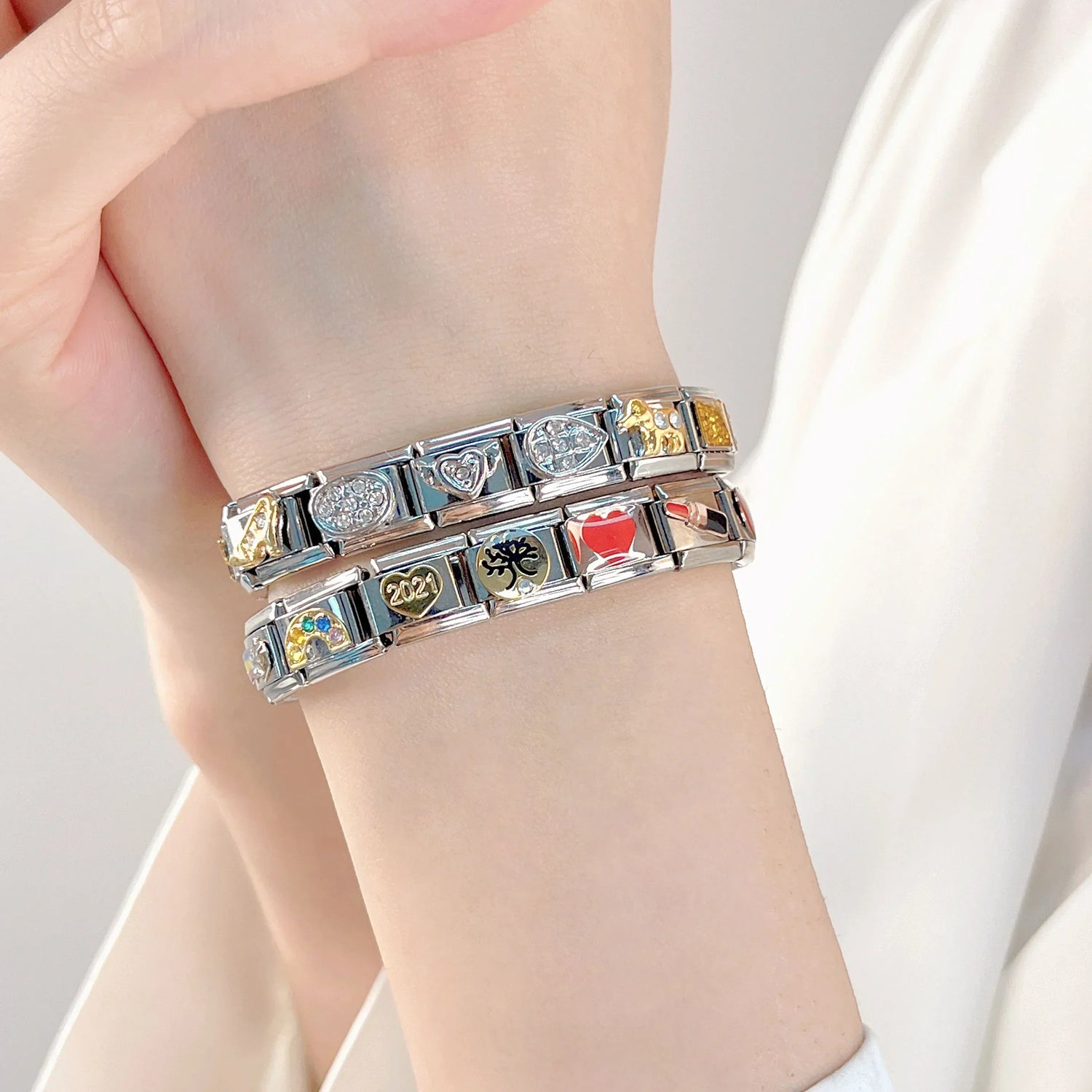 Hapiship 2024 Fashion Spider Star Moon Love Owl Italian Charm Links Fit 9mm Bracelet Stainless Steel Jewelry Making DJ003 - 346 - Kaiju Mafia