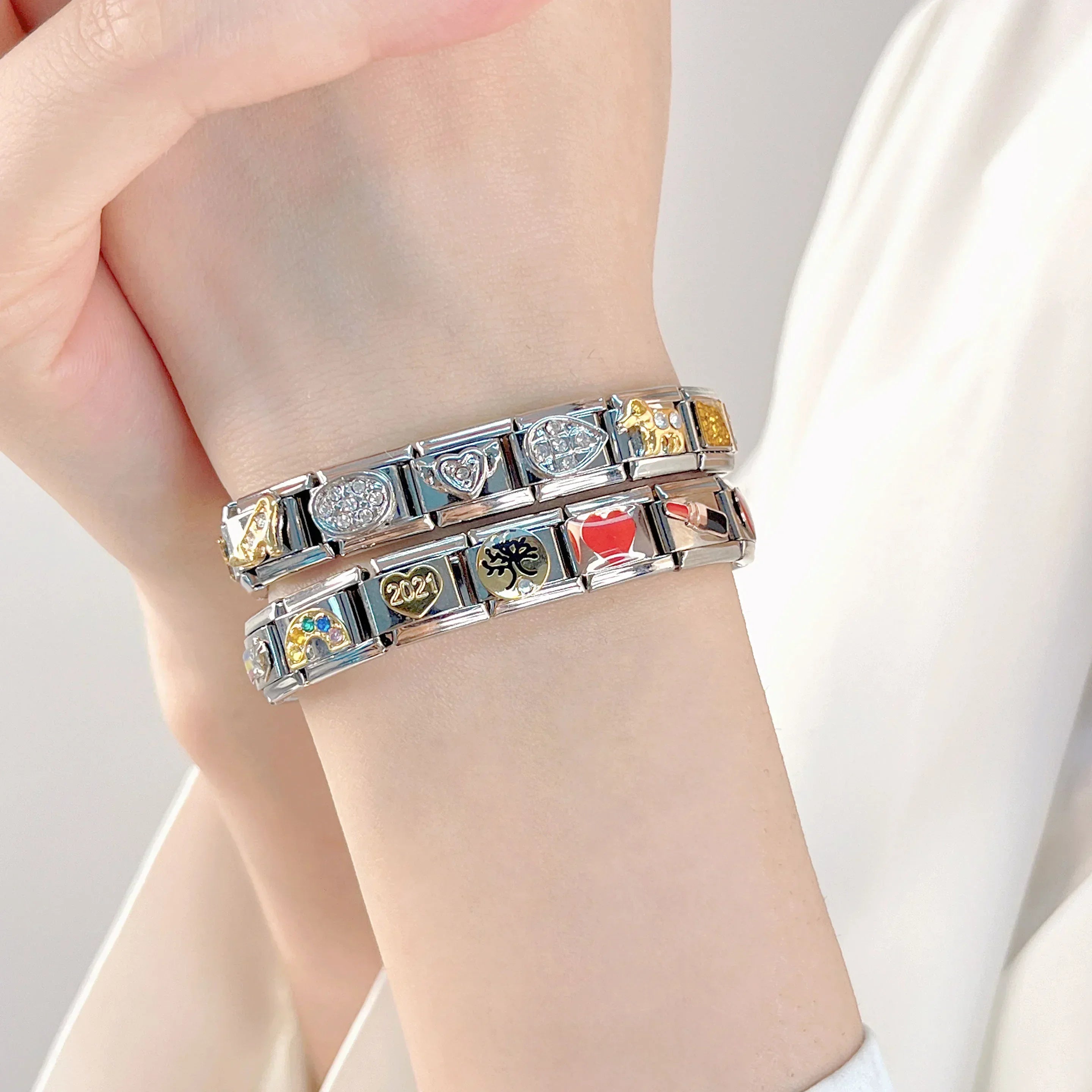 Hapiship 2024 Fashion Spider Star Moon Love Owl Italian Charm Links Fit 9mm Bracelet Stainless Steel Jewelry Making DJ003 - 346 - Kaiju Mafia
