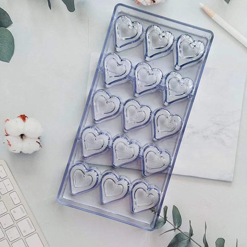 1PC Chocolate Mold Plastic with Piping Bag Household Kitchen DIY Baking Tool Candies Rose Heart-shaped for Valentine Day TMZ