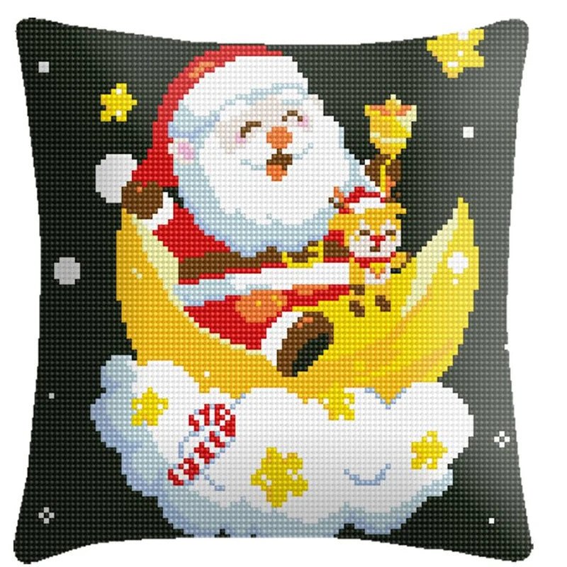 Unfinished DIY Embroidery Kit Pillow Cushion Case Christmas series Cross Stitch Set Needlework Handmade Sewing Craft 6CT - Kaiju Mafia