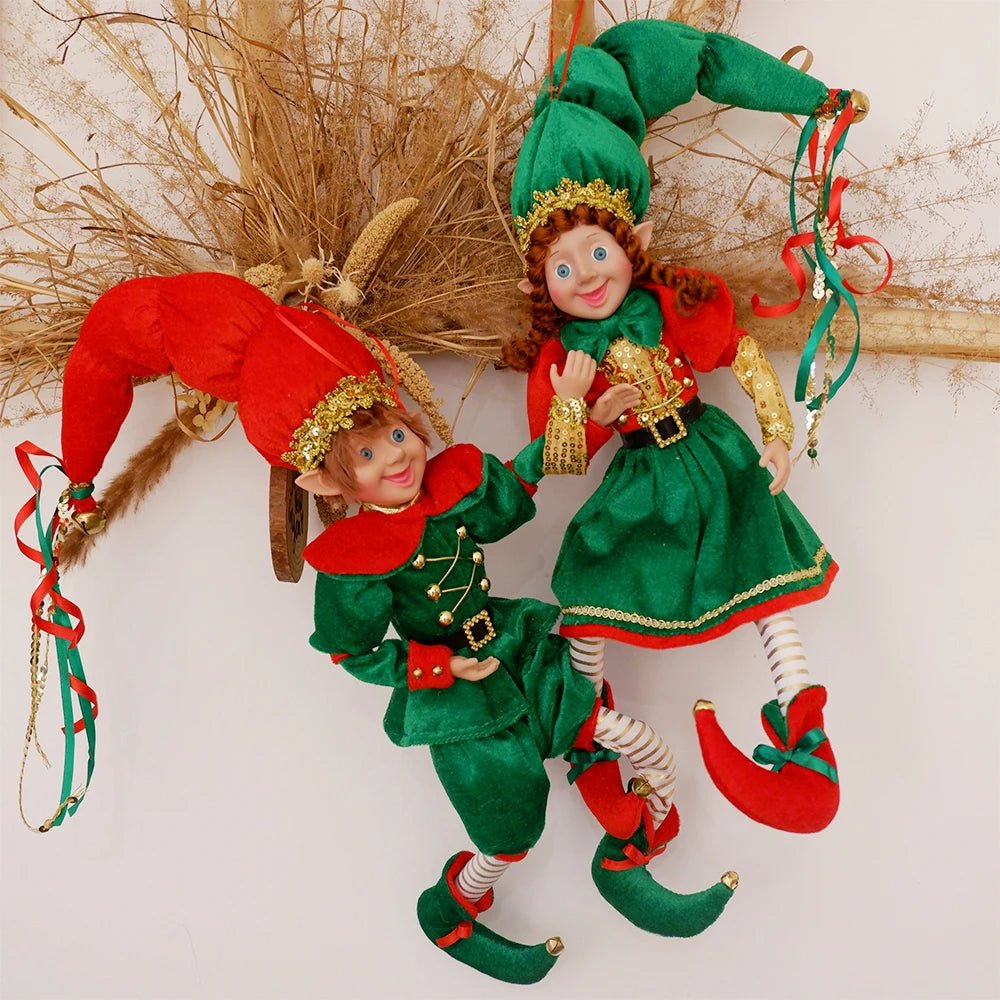 Elf Couple Navidad New Year Xmas Gifts for Kids Plush Dolls Toys Christmas Tree Pendant Drop Ornaments Hanging Decoration - Kaiju Mafia