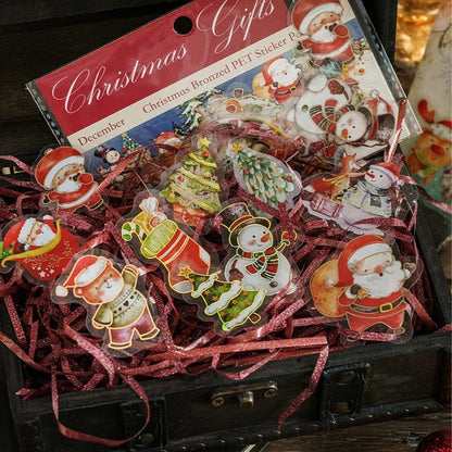 30pcs/pack Christmas Series Bronzing Craft Sticker DIY Vintage Festival Scrapbooking Material Label Diary Junk Journal Planner - Kaiju Mafia