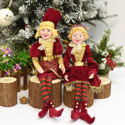 Elf Couple Navidad New Year Xmas Gifts for Kids Plush Dolls Toys Christmas Tree Pendant Drop Ornaments Hanging Decoration - Kaiju Mafia