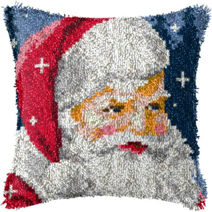 Snowman Elk Christmas Latch Hook Kits Smyrna Pillowcase Knot Pillow Package Latch Hook Kit Set For Needlework Embroidery Cushion