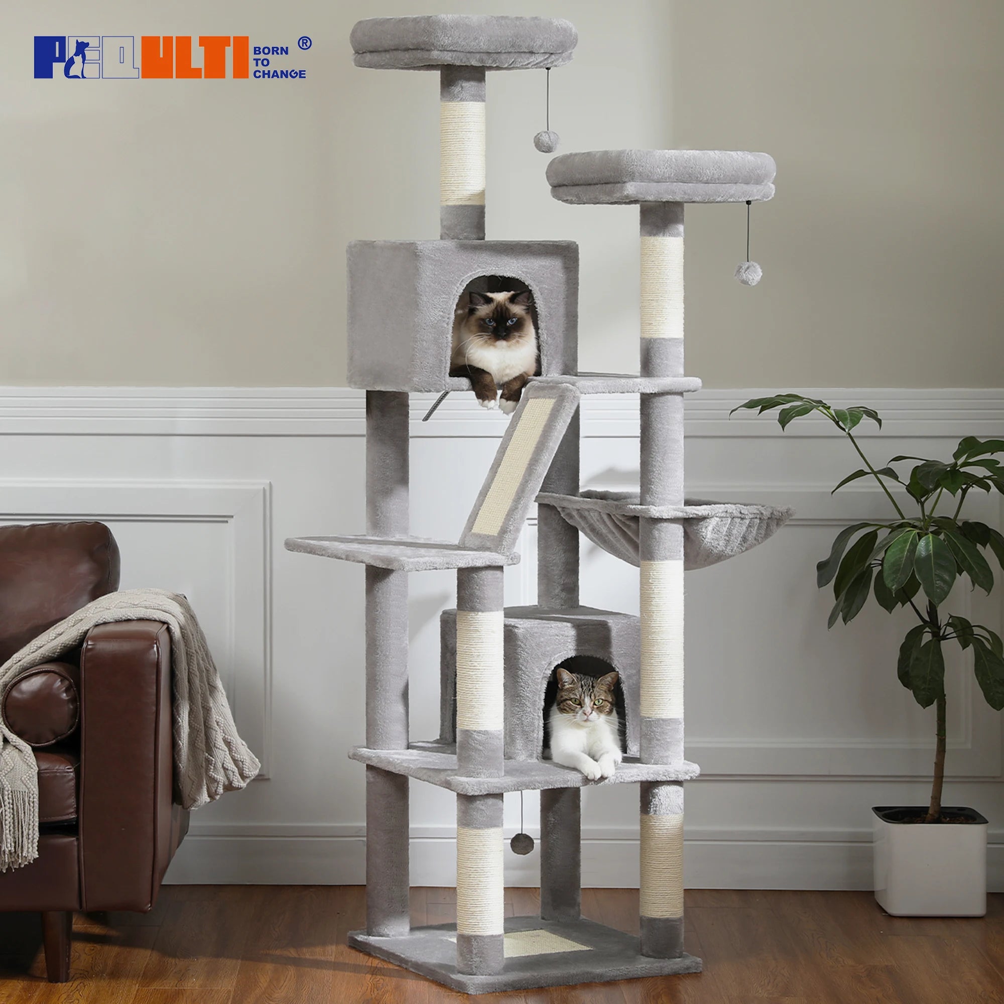 Ultimate Indoor Cat Tower - Multi-Level Plush Condo with Scratching Posts and Caves - Kaiju Mafia
