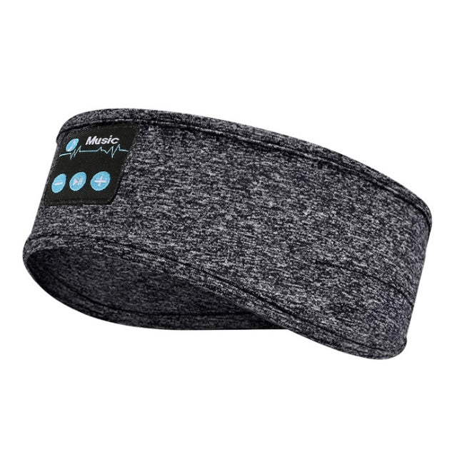 Wireless Bluetooth V5.0 sports headband for music and calls, perfect for sleep and workouts.