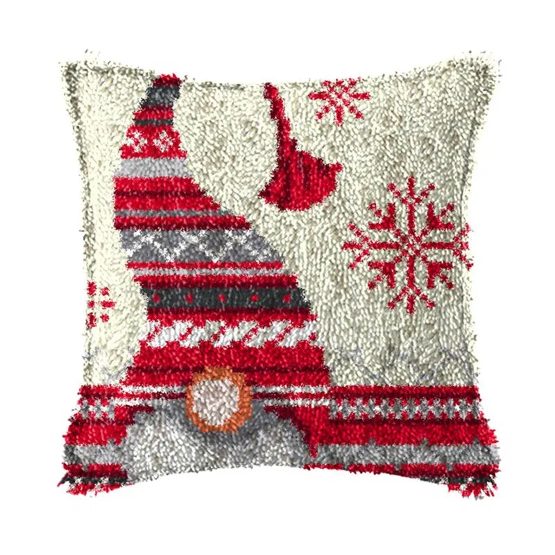 Snowman Elk Christmas Latch Hook Kits Smyrna Pillowcase Knot Pillow Package Latch Hook Kit Set For Needlework Embroidery Cushion