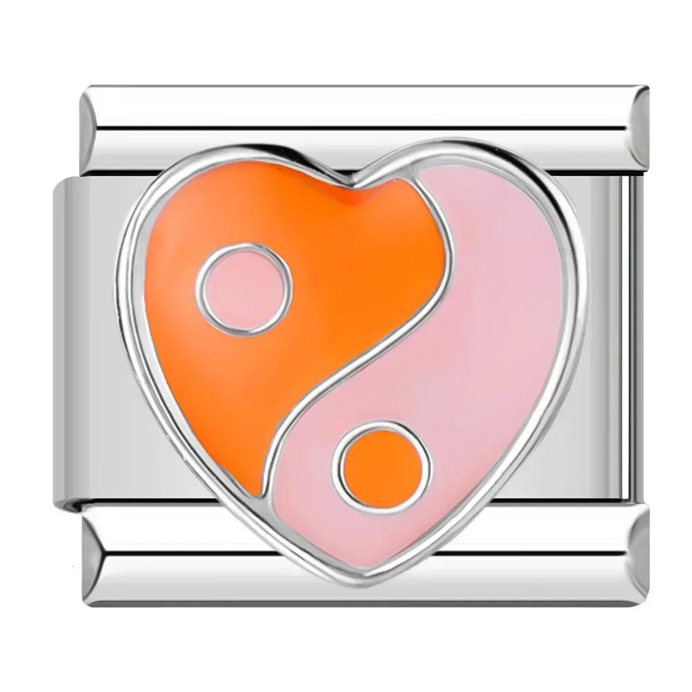 Hapiship Romantic Colour Heart Star Flwoer Tai Chi Italian Charm Links Fit 9mm Stainless Steel Bracelet Jewelry DIY Making DJ597 - Kaiju Mafia