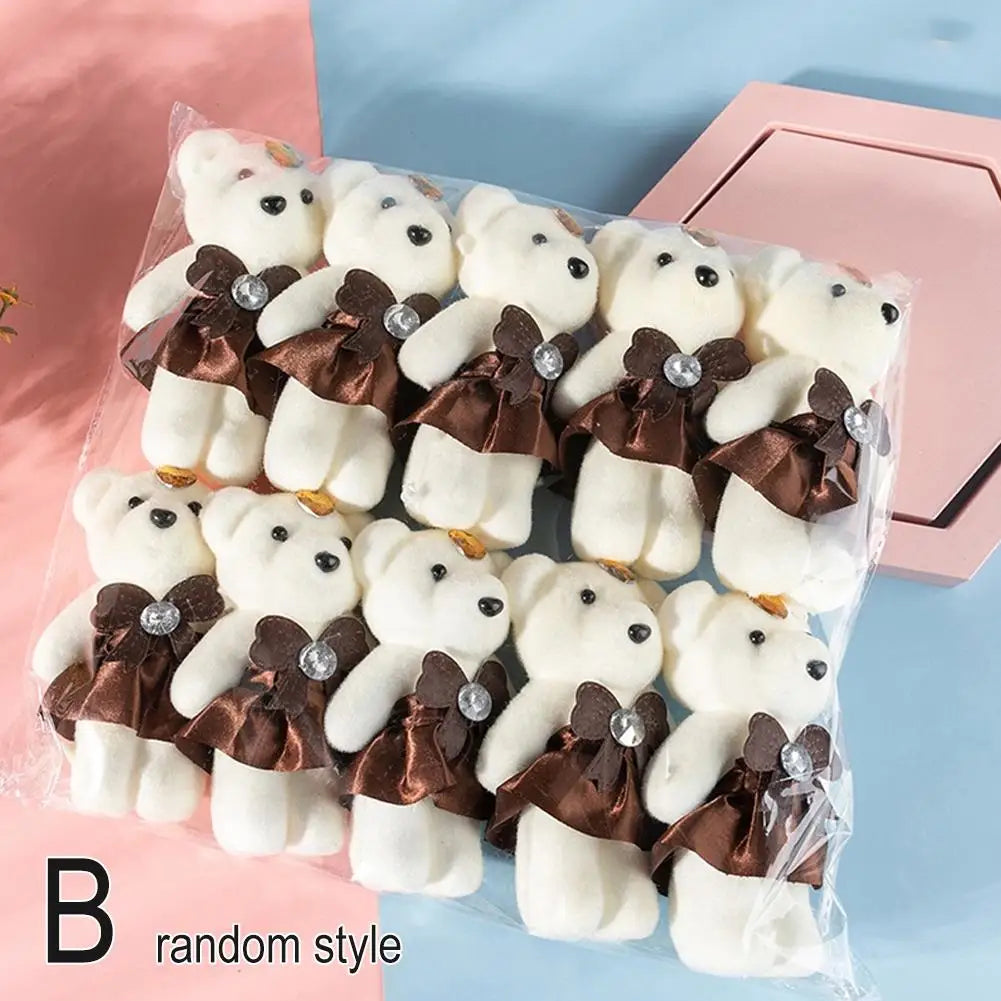 10pcs Bouquet Bear Ice Cream Diamond Bear Valentines Day Gift For Wedding Bouquet Cute Bear Beautiful Flower Gift Home Decor