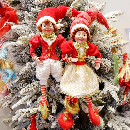 Elf Couple Navidad New Year Xmas Gifts for Kids Plush Dolls Toys Christmas Tree Pendant Drop Ornaments Hanging Decoration - Kaiju Mafia