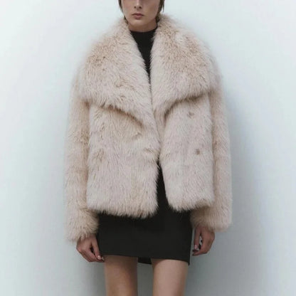 luxury fluffy fur coat for women