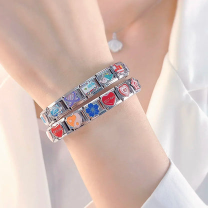 Hapiship Romantic Colour Heart Star Flwoer Tai Chi Italian Charm Links Fit 9mm Stainless Steel Bracelet Jewelry DIY Making DJ597 - Kaiju Mafia