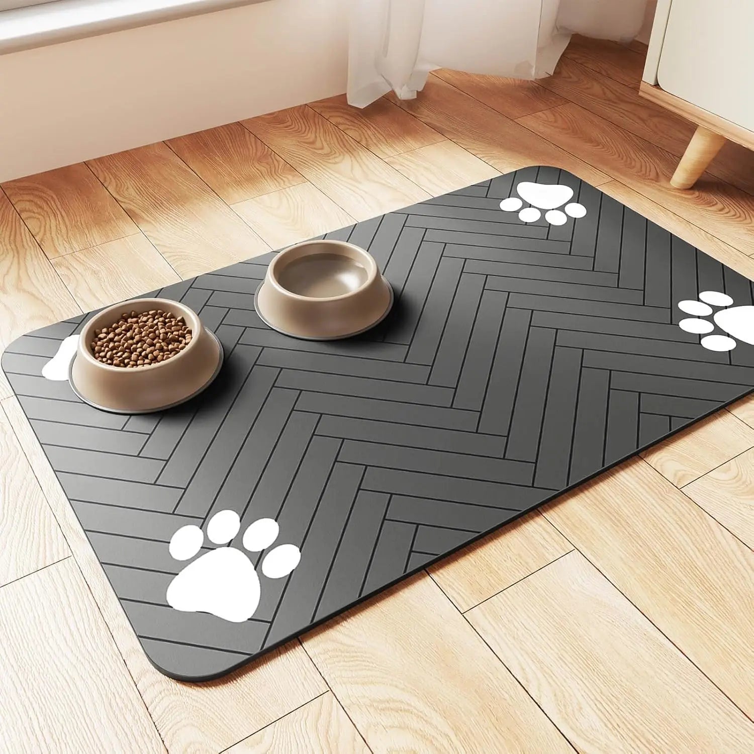 Waterproof Pet Feeding Mat - Absorbent Placemat for Food and Water Bowl