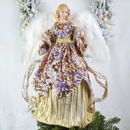 Hot 40cm Christmas Angel Doll Figurine Toy Treetop Ornaments Standing Birthday Natal Decorations Navidad Home Decor novedades - Kaiju Mafia