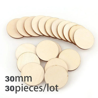 3mm Thickening 2 - 100Pcs 1cm - 10cm Unfinished Round Wood Slices DIY Crafts Wooden Circle Discs for Painting Wedding Ornament Decor - Kaiju Mafia