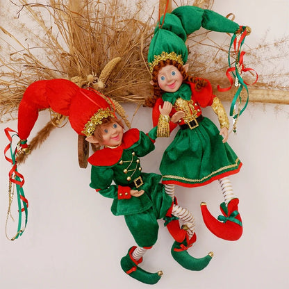 Elf Couple Navidad New Year Xmas Gifts for Kids Plush Dolls Toys Christmas Tree Pendant Drop Ornaments Hanging Decoration - Kaiju Mafia