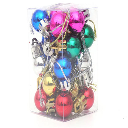 24pcs/Box 2cm Mini Christmas Ball Pendant Xmas Party Hanging Ball Ornament Shopping Mall Ceiling Christmas Tree Decorations