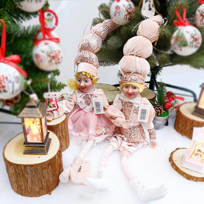 Elf Couple Navidad New Year Xmas Gifts for Kids Plush Dolls Toys Christmas Tree Pendant Drop Ornaments Hanging Decoration - Kaiju Mafia