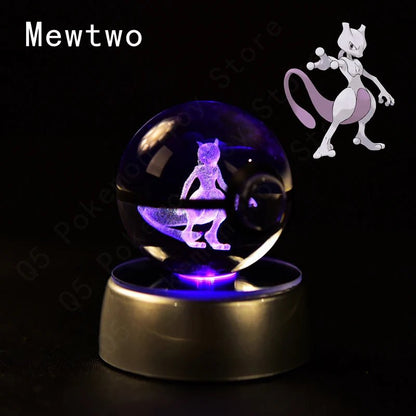 Pokemon 3D Crystal Ball Lamp Set - Perfect Kids Birthday Gift! - Kaiju Mafia