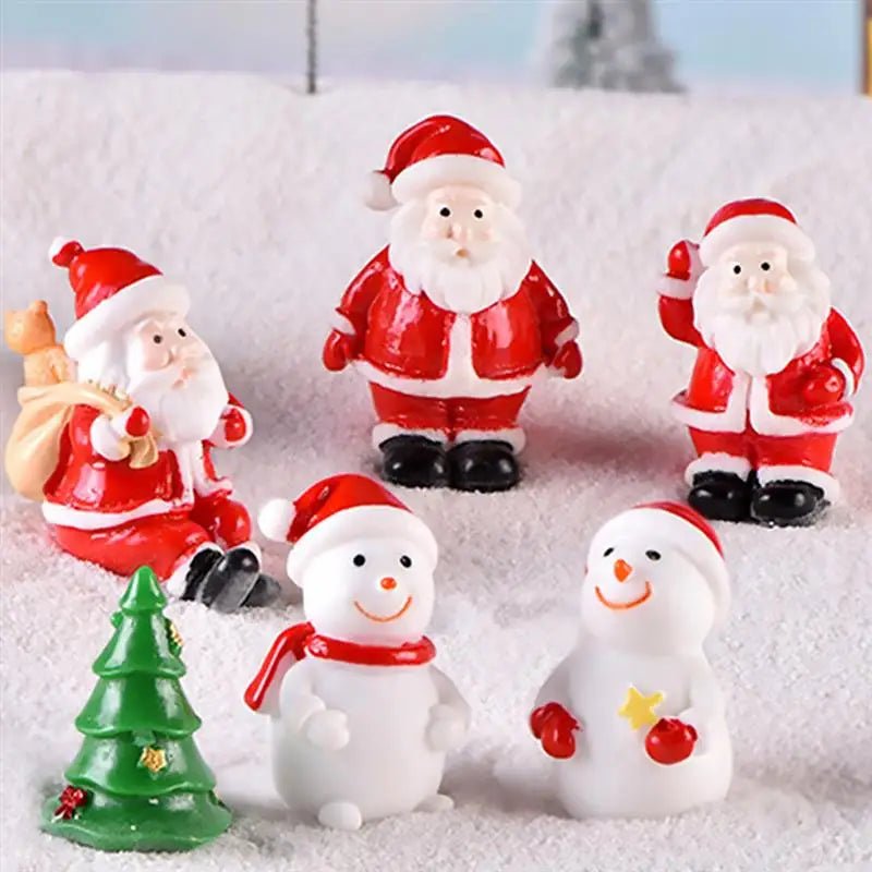 10pcs Xmas Miniature Snowman Figurines Miniature Christmas Figurines Miniature Decor Santa Claus Micro Landscape Snow Decor - Kaiju Mafia