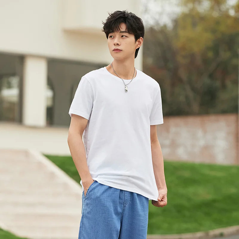 Semir Summer Cotton T Shirts Men 2025 Simple O Neck Stretch Solid New Tops Clothing Casual Tshirt Man Streetwear Cool Tee Shirts