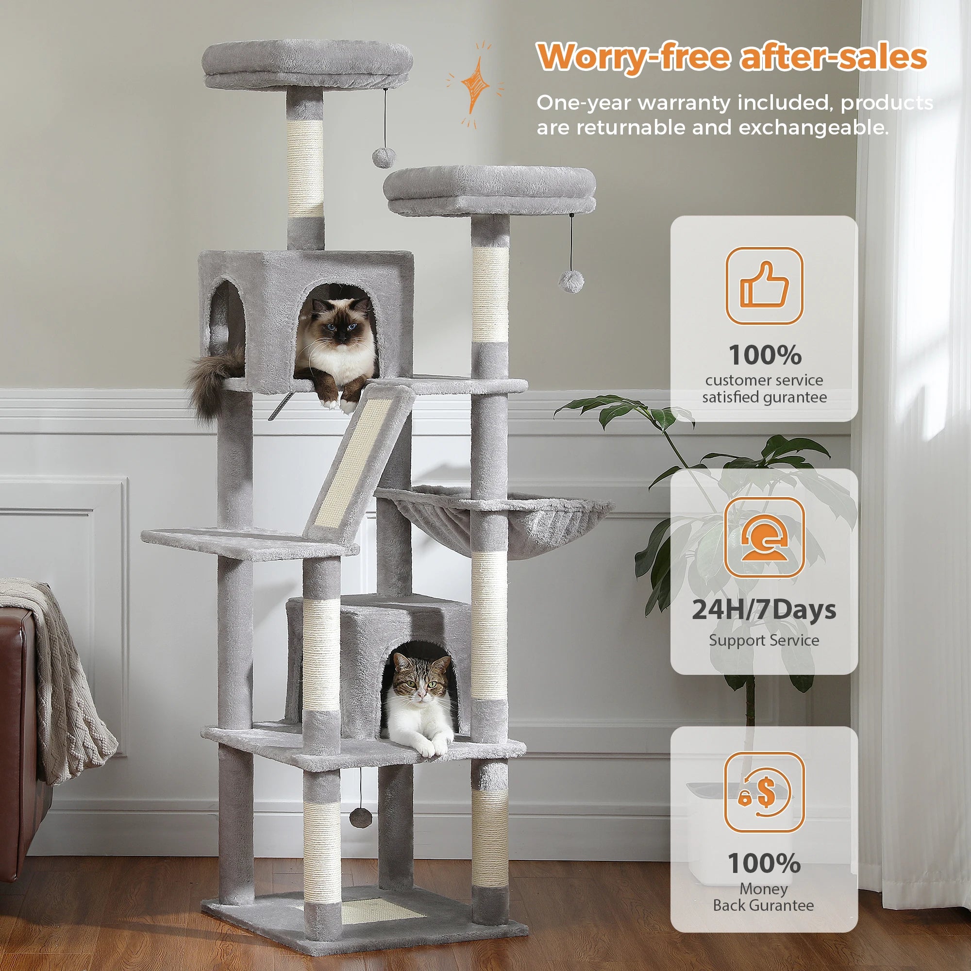 Ultimate Indoor Cat Tower - Multi-Level Plush Condo with Scratching Posts and Caves - Kaiju Mafia