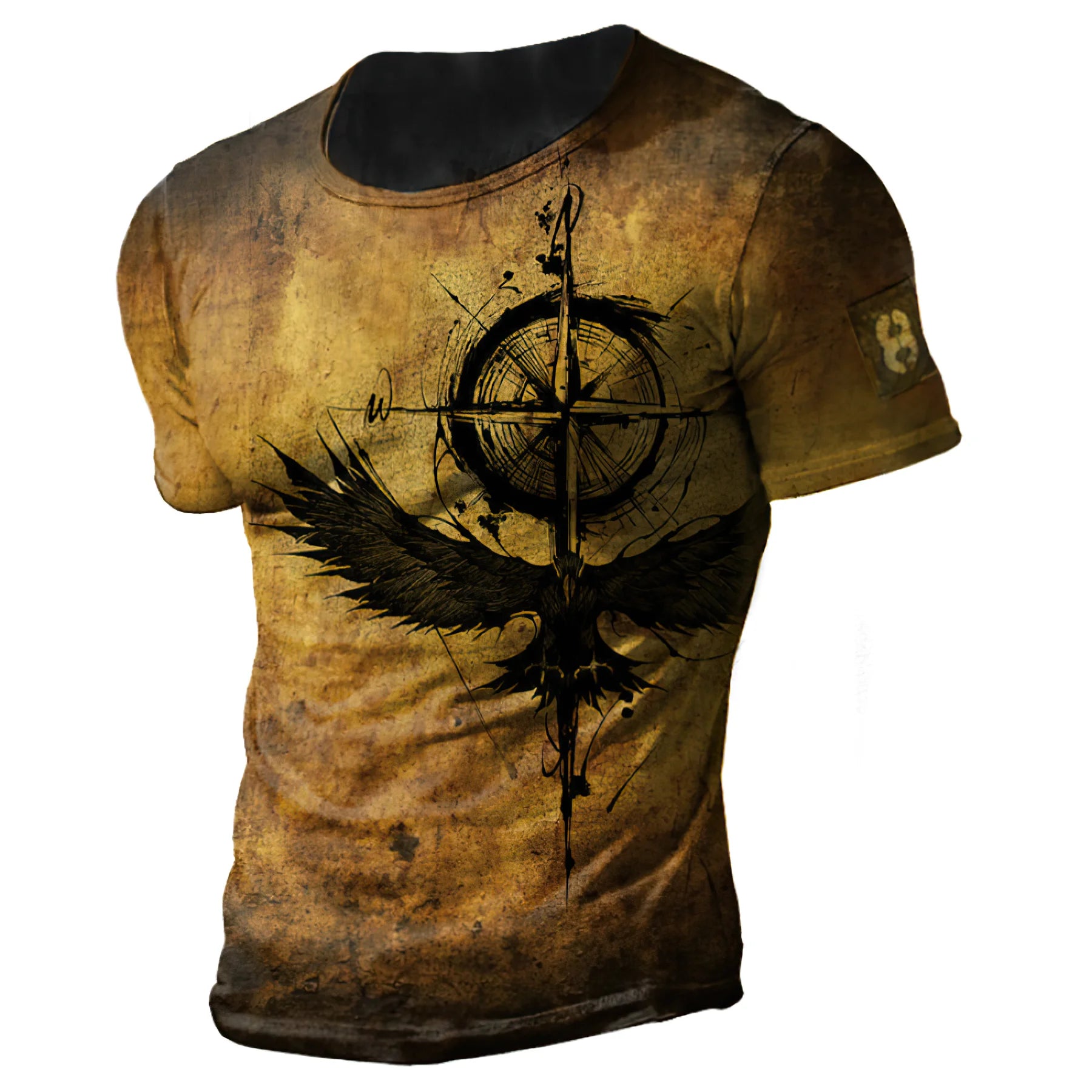 Vintage compass and eagle graphic on a men&