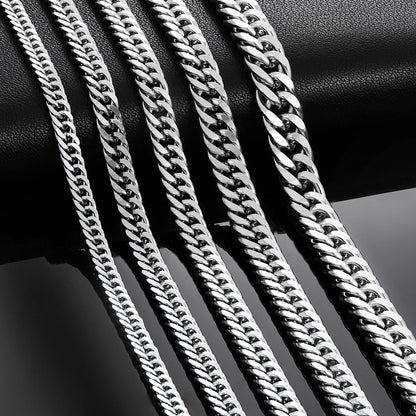 4.8mm/5.8mm/6.6mm/7.5mm/9.2mm Stainless Steel Cuban Link Chains Classic Men Boy Curb Chunky Necklace 14 to 30 Inches