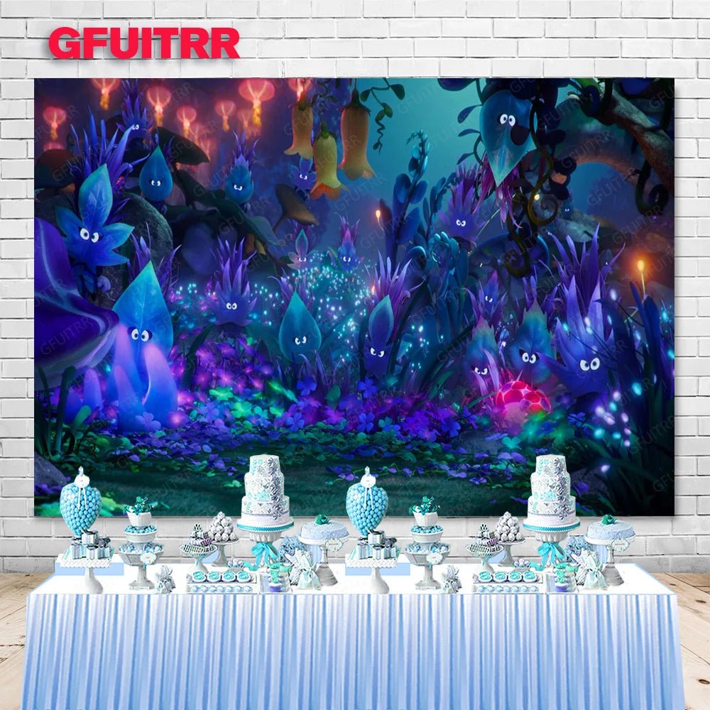 MINISO Forest Smurfs Backdrop Boys Kids Birthday Party Decoration Photography Background Studio Booth Prop Baby Shower Banner - Kaiju Mafia