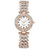 Stylish rose gold quartz wristwatch with sparkling crystals, perfect for elegant ladies&