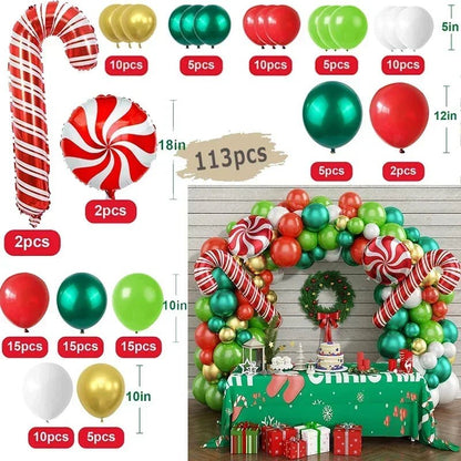 Christmas Balloon Garland Arch Kit Red Green Lolipop Cone Star Foil Balloons New Year Christmas Party Decoration Supplies Gifts - Kaiju Mafia
