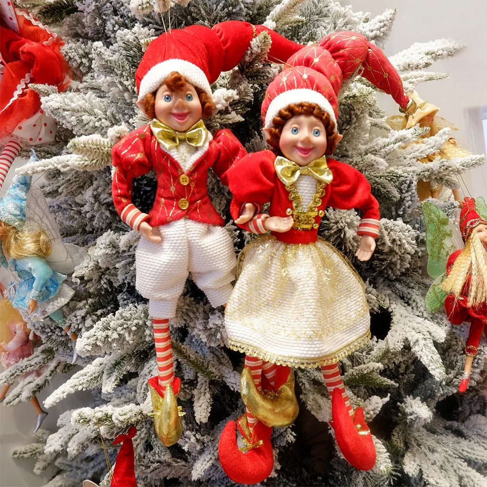 Elf Couple Navidad New Year Xmas Gifts for Kids Plush Dolls Toys Christmas Tree Pendant Drop Ornaments Hanging Decoration - Kaiju Mafia
